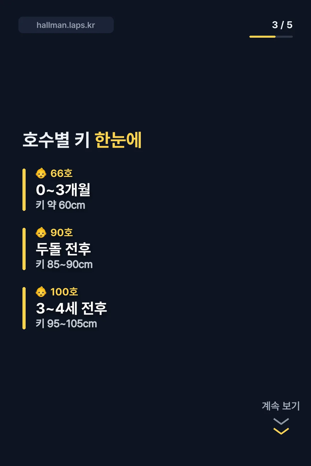 호수별 키 기준표