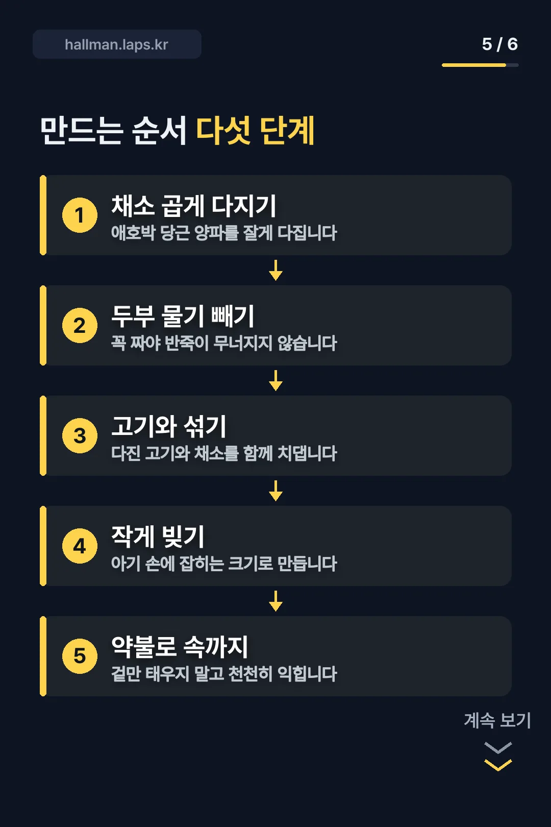 만드는 순서 다섯 단계